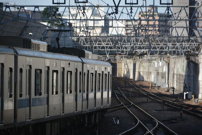 Train on railroad station platform