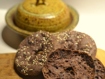 Close-up of dessert in plate on table