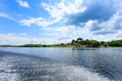 Scenic view of lake against sky