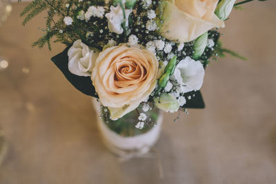 High angle view of rose bouquet