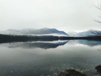 Scenic view of lake against sky