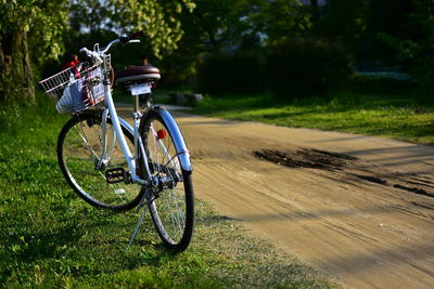 Bicycle parked in park