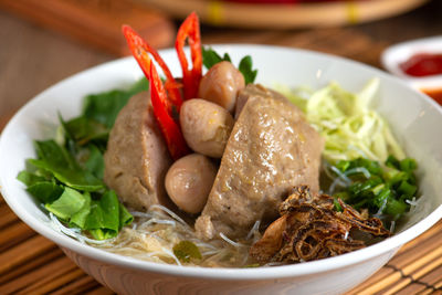 Close-up of food served in plate