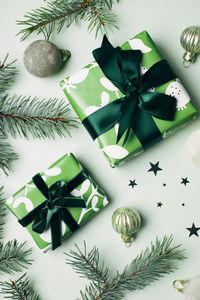 Christmas decorations on table