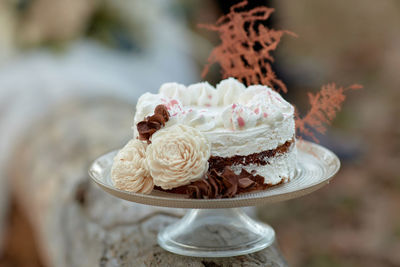 Close-up of dessert on table