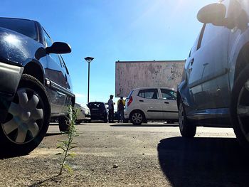 Cars parked on road