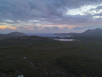 Scenic view of landscape against sky during sunset