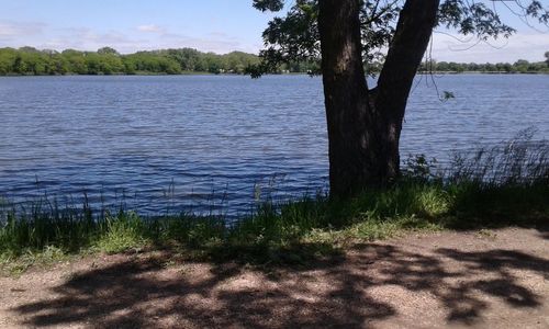 Scenic view of lake against sky