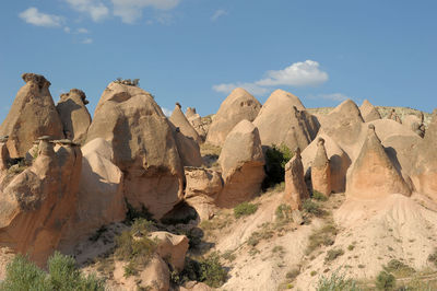 Panoramic view of rock formations against sky