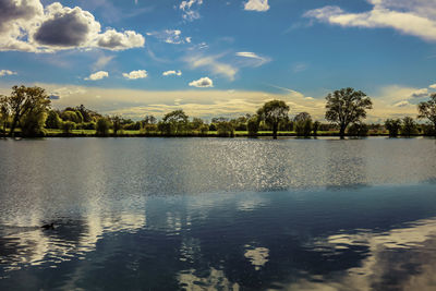 Scenic view of lake against sky