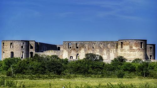 View of fort against blue sky