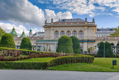 View of garden against building