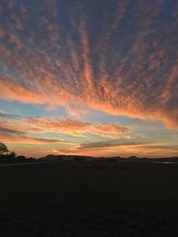 Scenic view of silhouette landscape against sky during sunset