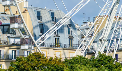 Low angle view of buildings against clear sky