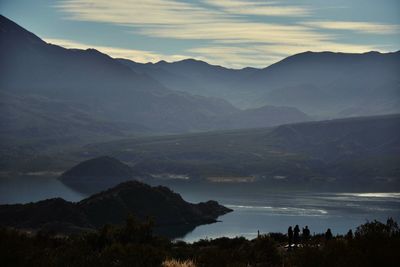 Scenic view of lake and mountains