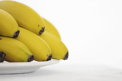 Close-up of yellow fruit over white background