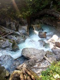 Scenic view of waterfall in forest