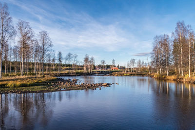 Scenic view of calm lake against sky