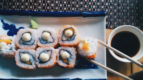 Close-up of sushi plate 