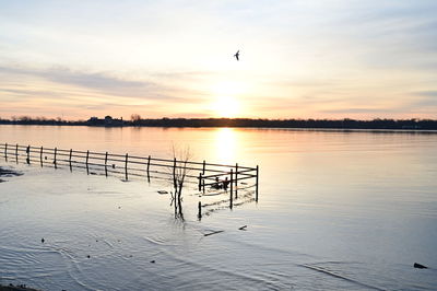 Scenic view of sunset over sea