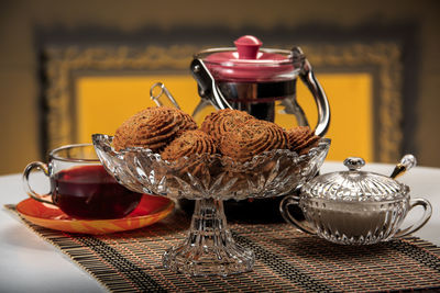 Close-up of coffee cup on table