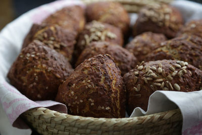 Close-up of breads in basket