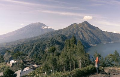 Panoramic view of volcanic mountain against sky