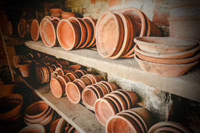 Close-up of pots