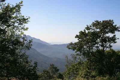 Scenic view of mountains against clear sky