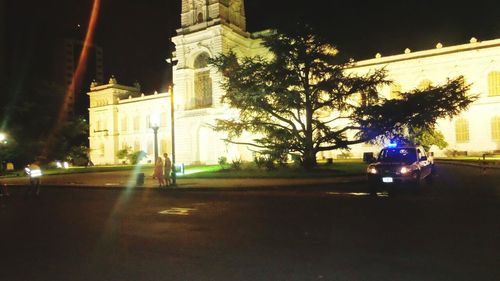 Illuminated street light at night