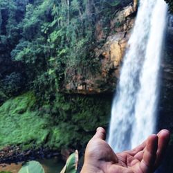 Scenic view of waterfall