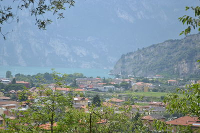 High angle view of cityscape against sky