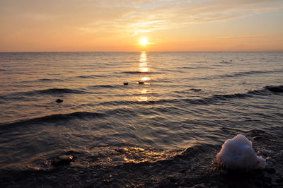 Scenic view of sea at sunset