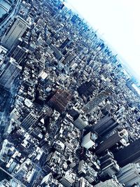 High angle view of modern building against sky