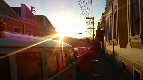 View of city at sunset