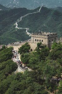 High angle view of historic building
