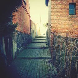 Narrow alley along buildings