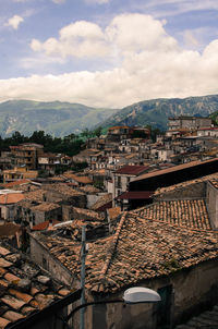 High angle view of townscape against sky