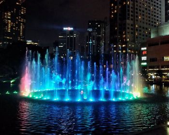 Illuminated buildings at night