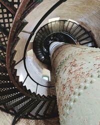 Directly below shot of spiral staircase in building