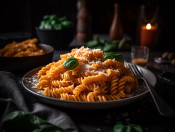 Close-up of food in plate on table