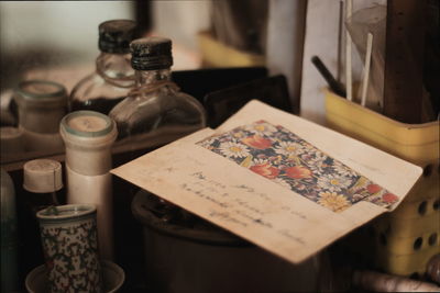 Close-up of books on table