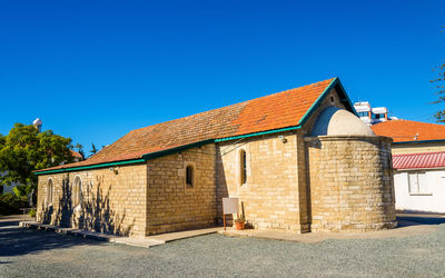 Exterior of building against clear blue sky