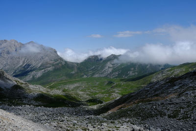 Scenic view of mountains against sky