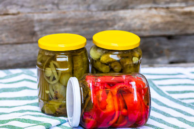 Close-up of food on table