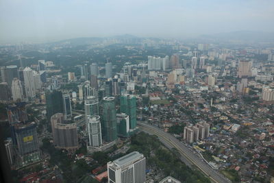 High angle view of cityscape seen through petronas towers