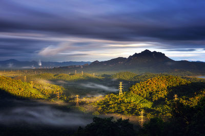 Scenic view of landscape against sky during sunset