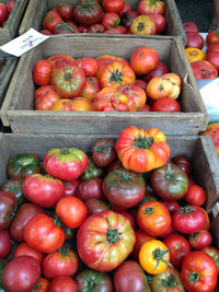 High angle view of fruits for sale at market stall