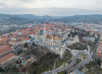 Matthias church and fisherman's bastion in budapest, hungary. city views point.