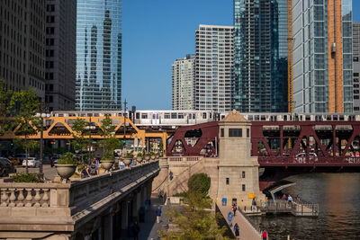 Modern buildings against sky in city